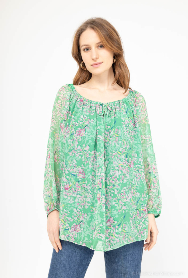 Wholesaler Esperance - Floral print boat neck blouse