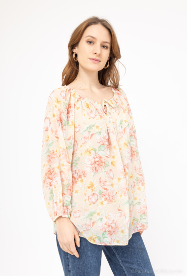 Wholesaler Esperance - Floral print boat neck blouse
