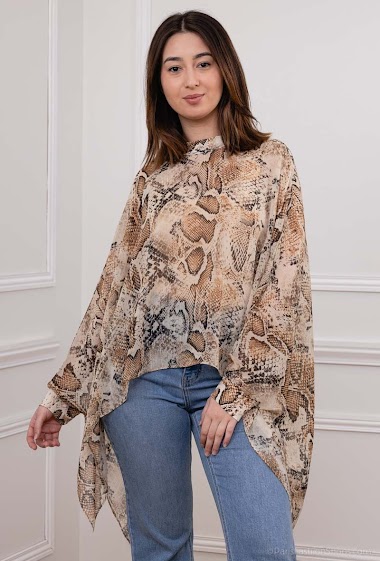 Mesh blouse with batwing sleeves