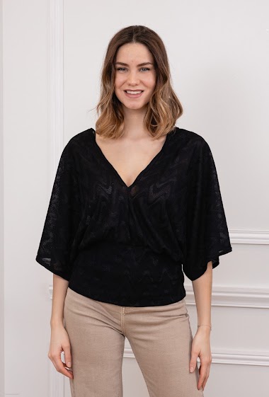 Wholesaler Esperance - Batwing sleeves patterned blouse