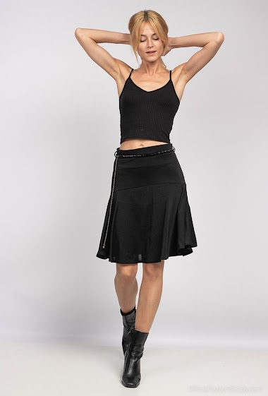 Wholesaler Esperance - Plain skirt with pearls belt