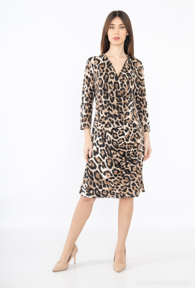 Grossiste Esperance - Robe drapée à imprimé leopard
