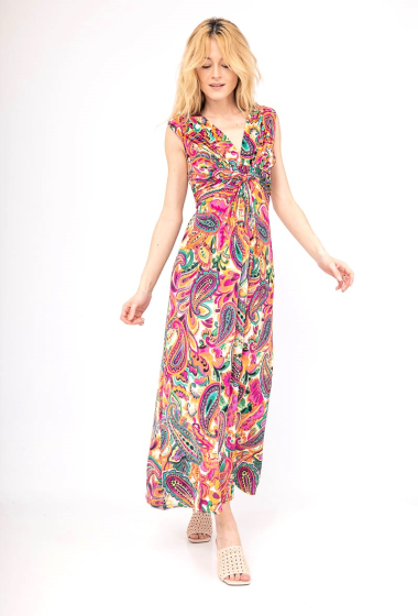Wholesaler Esperance - Paisley print draped maxi dress