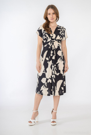 Wholesaler Esperance - Printed midi dress with twisted knot