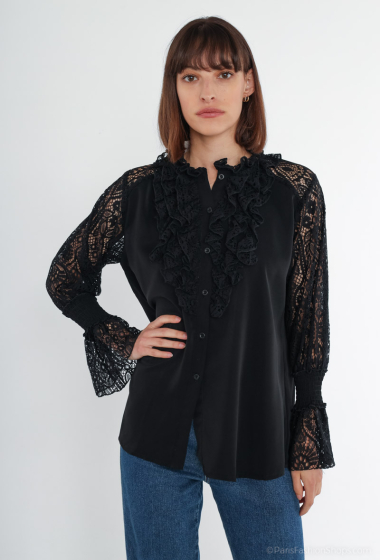 Wholesaler ESPRIT JESSICA - Solid color crepe fabric and lace mix shirt