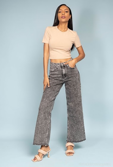Wholesaler Estee Brown - Wide-leg straight jeans with raw edges