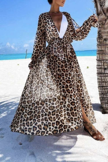 Grossiste Estee Brown - Kimono Caftan imprimée léopard
