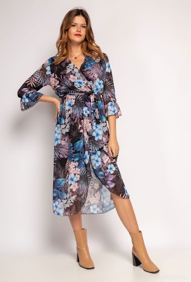 Wholesaler Estee Brown - Wrap dress with tropical print