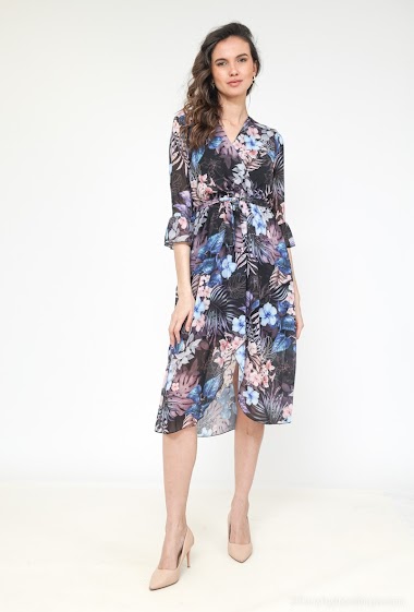 Wholesaler Estee Brown - Wrap dress with tropical print