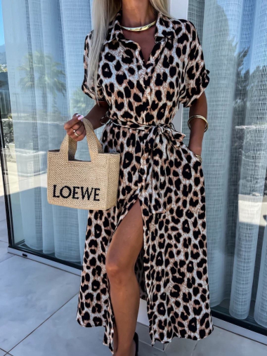 Mayorista Estee Brown - Vestido largo estampado leopardo