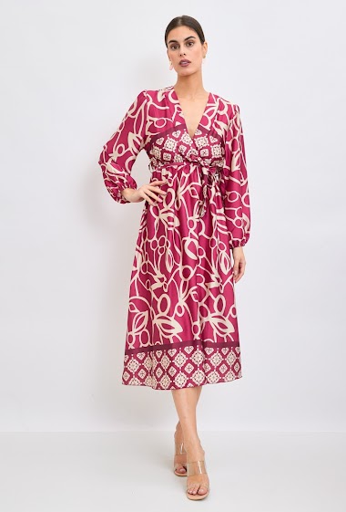 Wholesaler Estee Brown - Long abstract print satiny dress