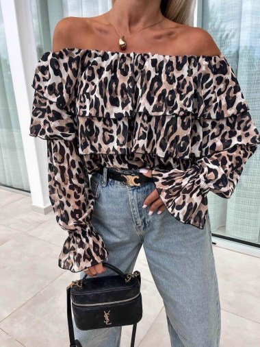 Grossiste Estee Brown - Top blouse imprimée leopard