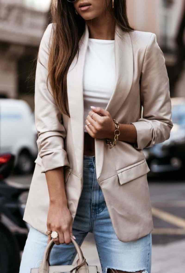 Wholesaler Estee Brown - Faux leather blazer