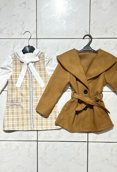 Wholesaler Esther Casual - Houndstooth dress and coat set