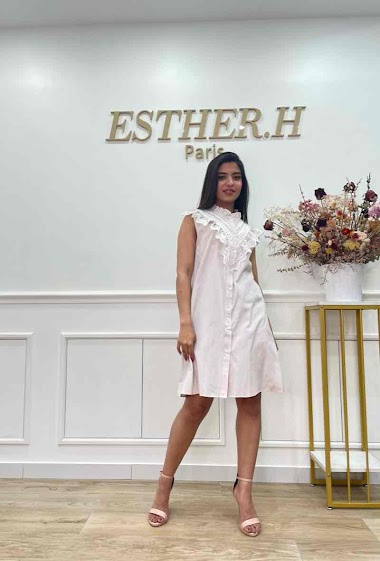 Grossiste Esther.H Paris - Robe chemise avec volants