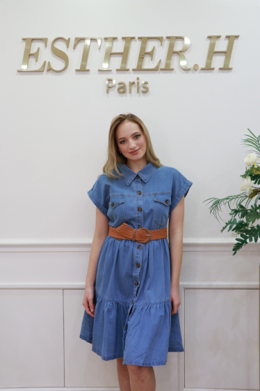 Wholesaler Esther.H Paris - Denim Short sleeves dress