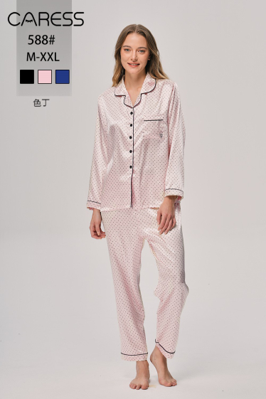 Wholesaler ESTHER QUEEN - Printed satin pajamas set