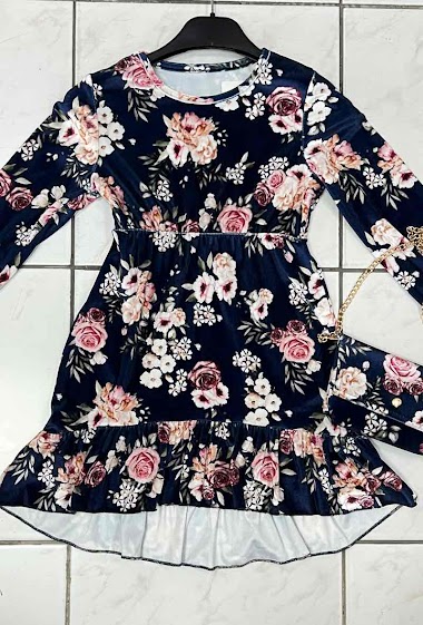 Wholesalers Esther Casual - Flower dress with a matching bag