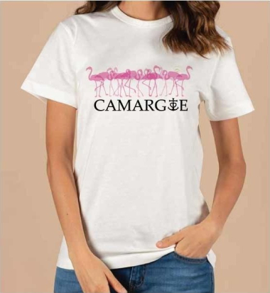 Grossiste LINA - T-shirt imprimé Camargue Flamant rose
