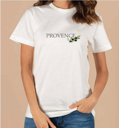 Grossiste LINA - T-shirt imprimé Provence Brin d'olivier