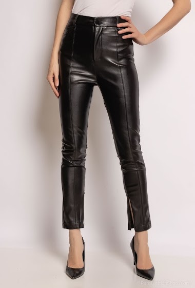 Leather Look Trousers Skinny Pants With Gold Zips Detail KouCla - Black |  eBay
