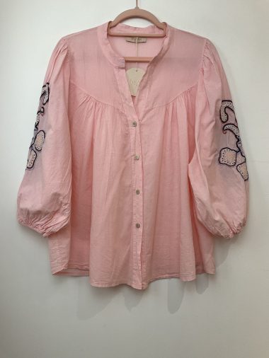 Wholesaler FANFAN - Blouse with embroidered sleeves