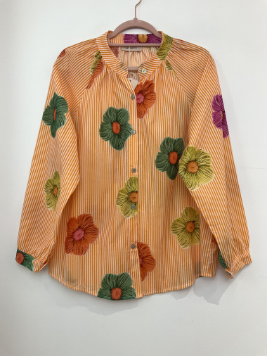 Grossiste FANFAN - Chemise à rayures avec imprimés fleurs