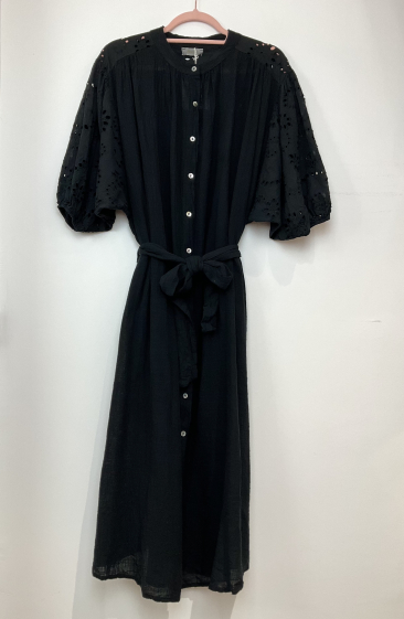 Wholesaler FANFAN - Dress with embroidered sleeves