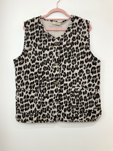 Wholesaler FANFAN - Leopard print sleeveless jacket