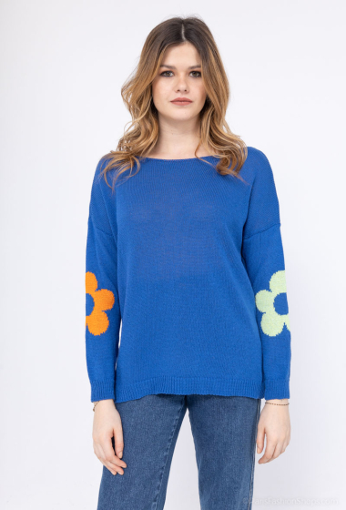 Wholesaler FASHION C&Z - Round-neck sweater with flower pattern