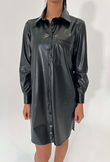 Grossiste MAXMILA PARIS - Robe-chemise simili-cuir