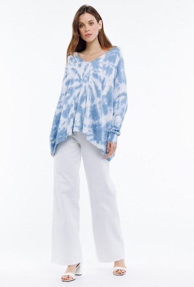 Wholesaler MAXMILA PARIS - V-neck sweater with TIE&DYE pattern - PAZA