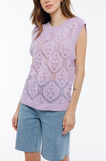 Wholesaler MAXMILA PARIS - Crochet style knit top without sleeves - PAMY