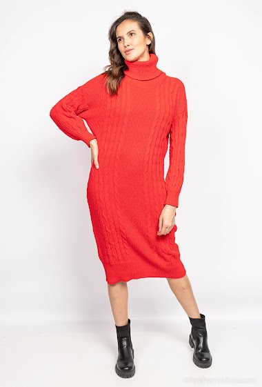Wholesaler Fatino Style - Turtleneck cable knit sweater dress