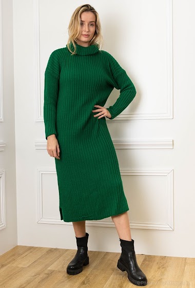 Großhändler Fatino Style - Long turtleneck knit sweater dress