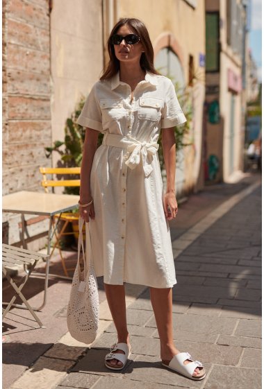Wholesaler Feelkoo - cotton jumpsuitMidi dress with short sleeves.