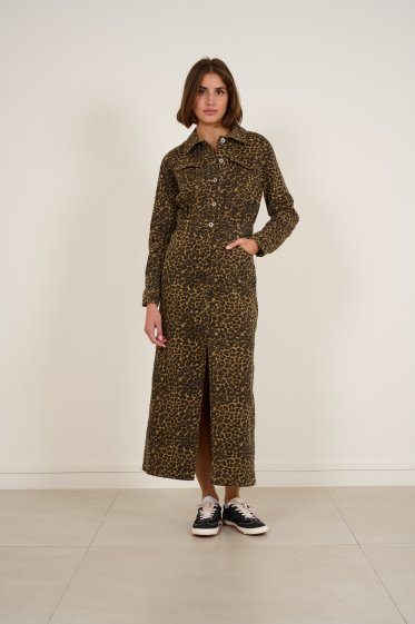 Grossiste Feelkoo - Robe en denim léopard