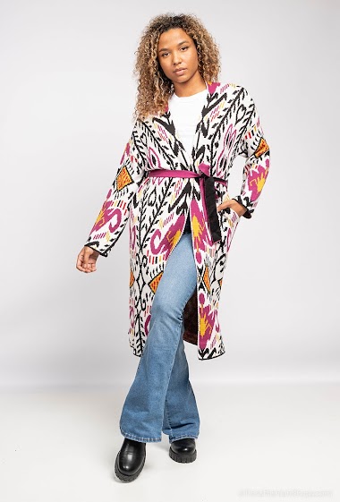 Wholesaler Feelkoo - Knit cardigan with floral detail