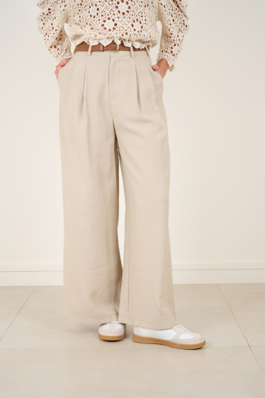 Grossiste Feelkoo - Pantalon léger avec ceinture raphia