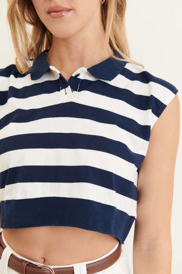 Wholesaler Feelkoo - Sleeveless striped polo shirt