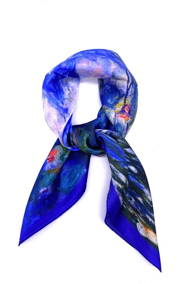 Wholesaler Feelmoon - Little square silk stole with abstract painting print
