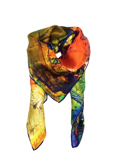 Wholesaler Feelmoon - SILK SQUARE STOLE PRINTED WITH ABSTRACT PAINTING