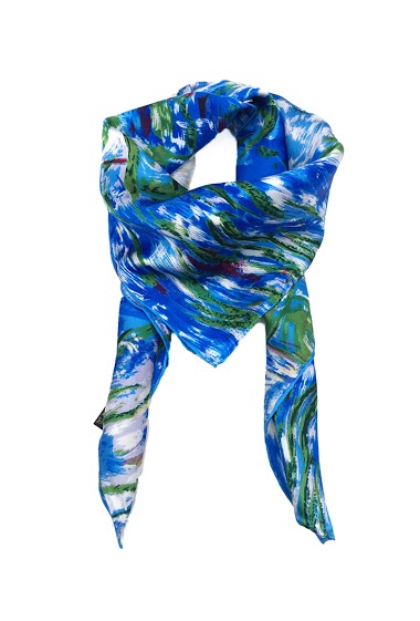 Wholesaler Feelmoon - SILK SQUARE STOLE PRINTED WITH PAINTING OF WATER LILY