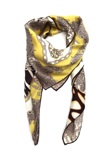 Wholesaler Feelmoon - SILK SQUARE STOLE PRINTED WITH PATCHES AND SWIRL PATTERNS