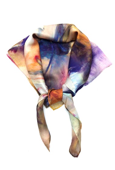 Wholesaler Feelmoon - SILK SQUARE STOLE PRINTED WITH ABSTRACT STROKES
