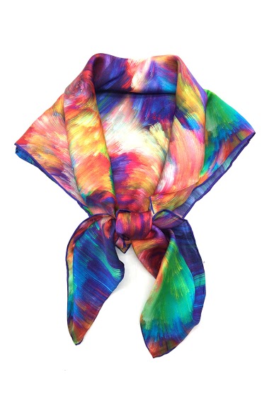 Wholesaler Feelmoon - SILK SQUARE STOLE PRINTED WITH COLOURFUL STROKES