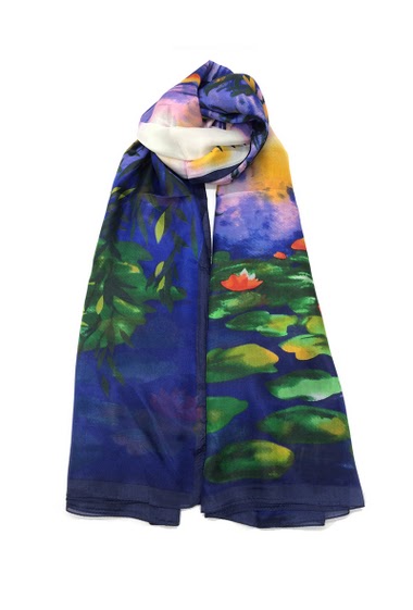 Wholesaler Feelmoon - SILK SQUARE STOLE PRINTED WITH CHIC CURVE LINE PATTERNS