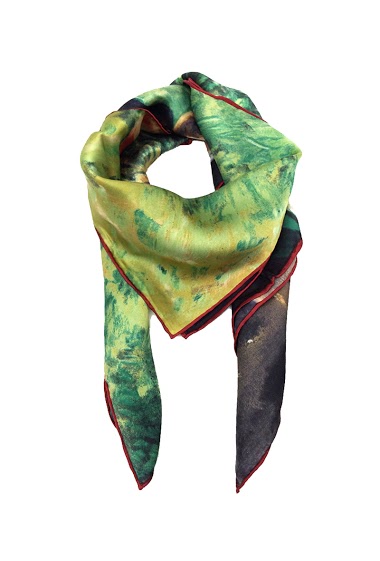 Wholesaler Feelmoon - SILK SQUARE STOLE PRINTED WITH PAINTING OF A SUNDAY AFTERNOON DANCE