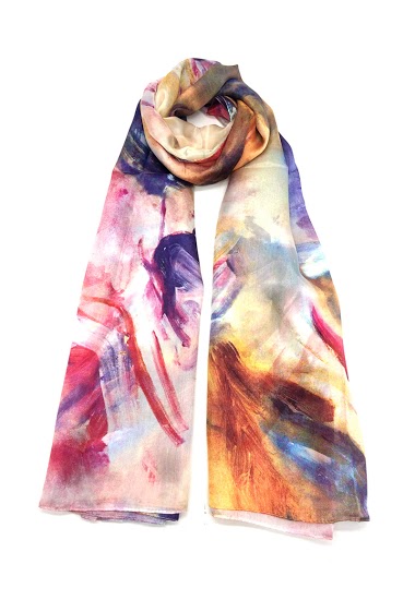 Wholesaler Feelmoon - SILK STOLE PRINTED WITH COLOURFUL PAINTING STROKES