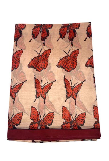 Mayorista Feelmoon - Estola de seda con estampado de mariposas